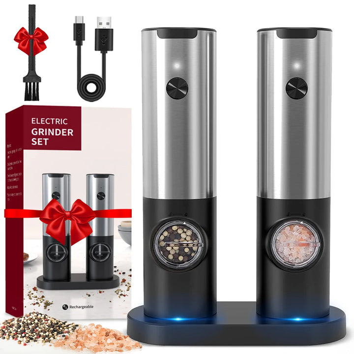 Electric pepper and salt grinder, stainless steel, rechargeable