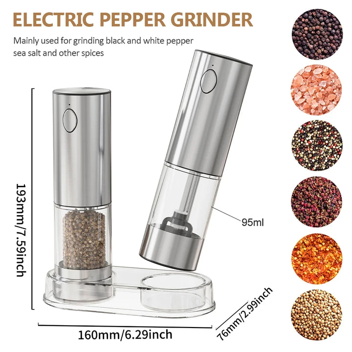 Electric Pepper and Salt Grinder, stainless steel